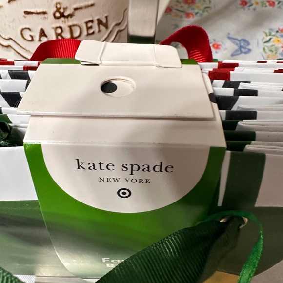 Kate Spade Green and White Favor Bag set of 6 - Picture 2 of 3